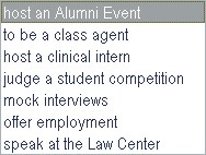 WebSTAR for Alumni Interest Options Menu